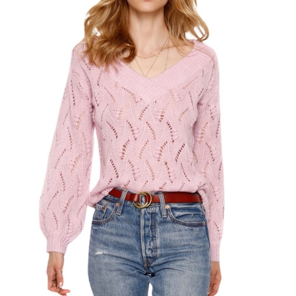 *NWOT* Heartloom | Caron Pink V-Neck Knit Sweater